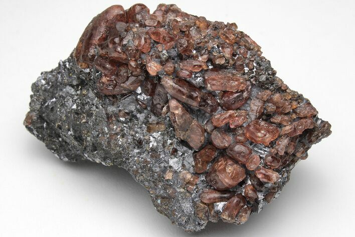 Lustrous Bustamite Crystals on Galena - Broken Hill, Australia #209339